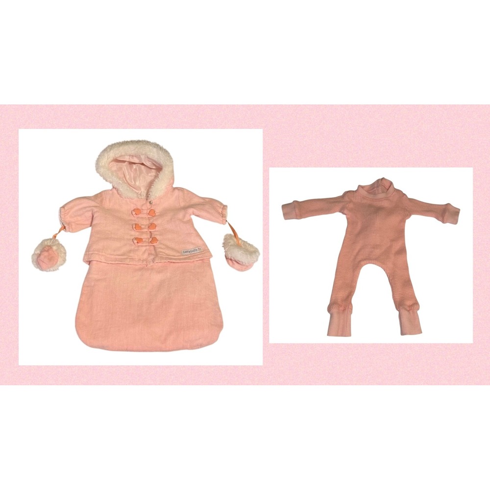 American Girl Bitty Baby Pink Winter Coat Bunting and Thermal Suit Set